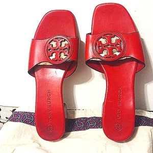 Tory Burch heeled sandals, red leather